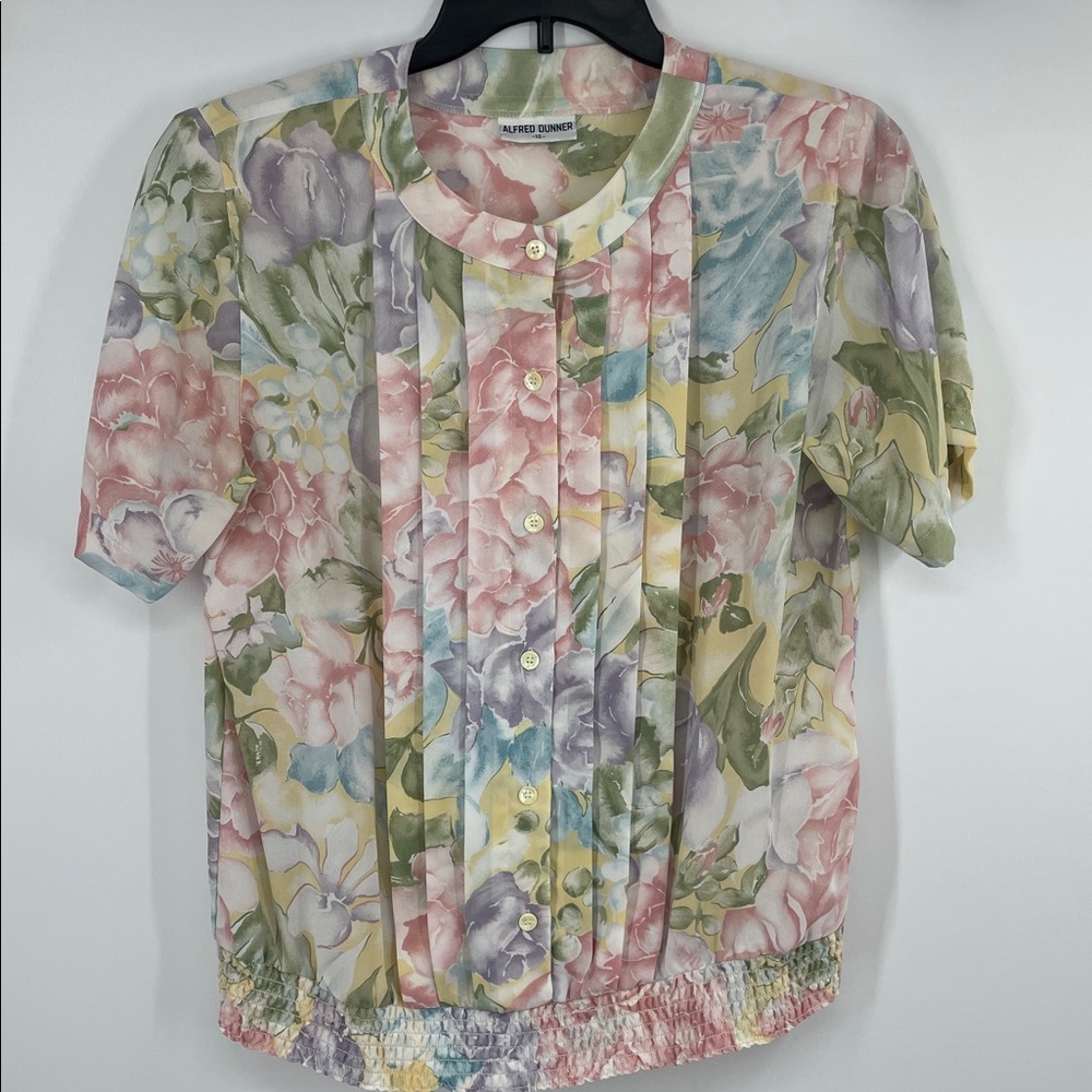 Vintage 90’s Alfred Dunner Pastel Floral Cottagecore Oversized Blouse Size 10